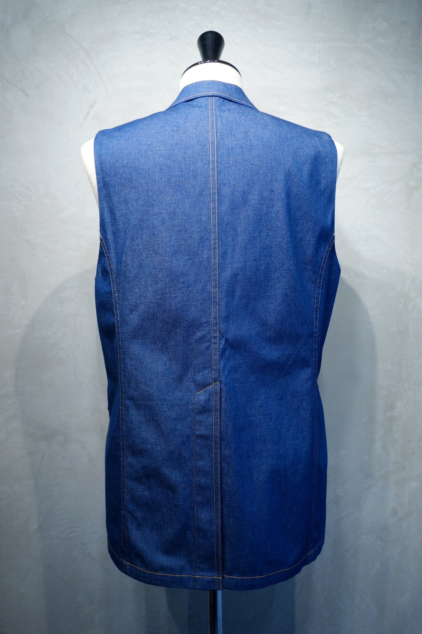 2B peaked lapel denim vest