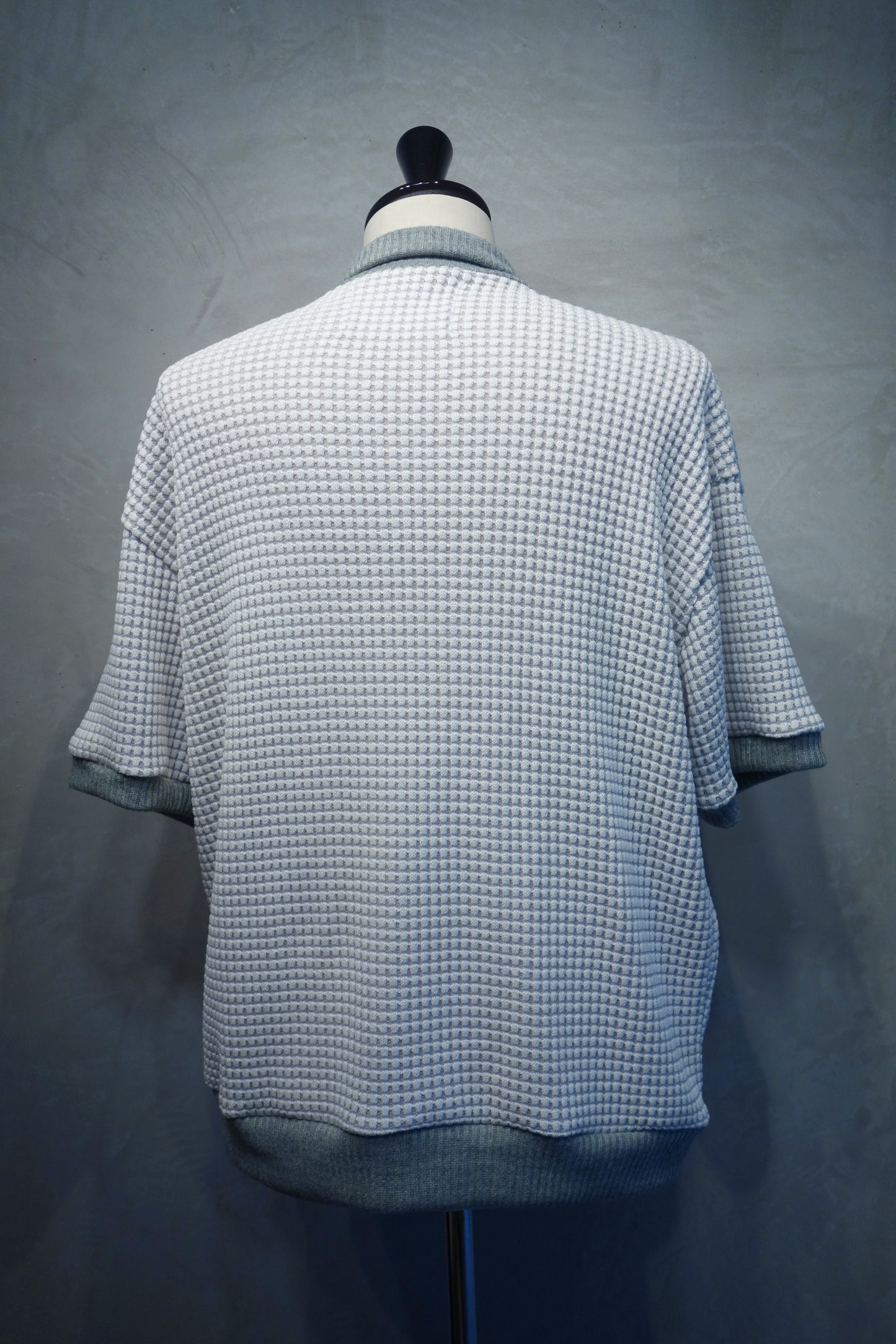 Block knit polo shirt