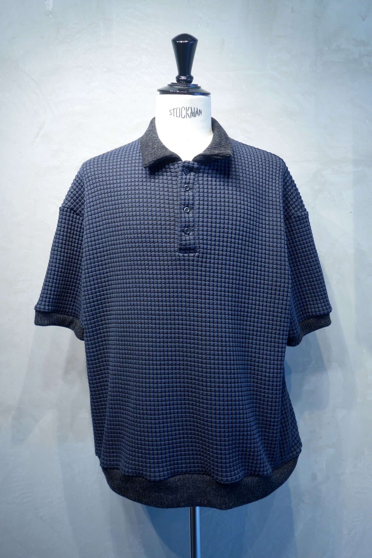 Block knit polo shirt