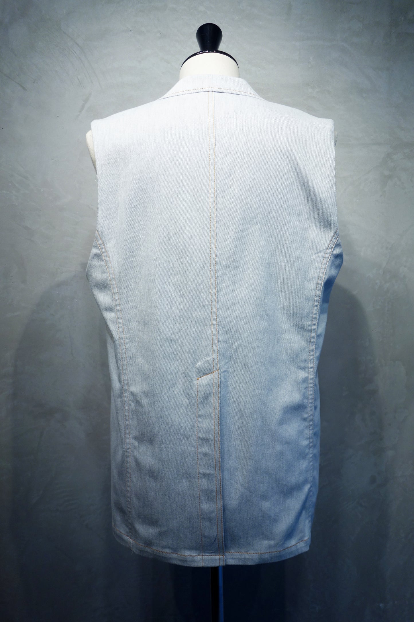 2B peaked lapel denim vest